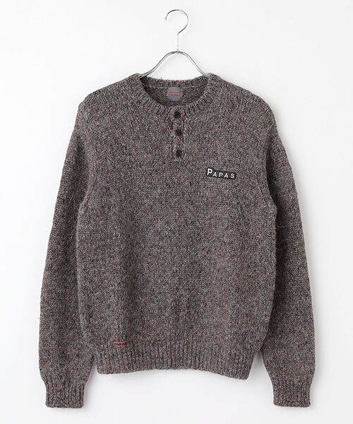 セール】 ローゲージカラフルネップ天竺3G ヘンリーネックセーター