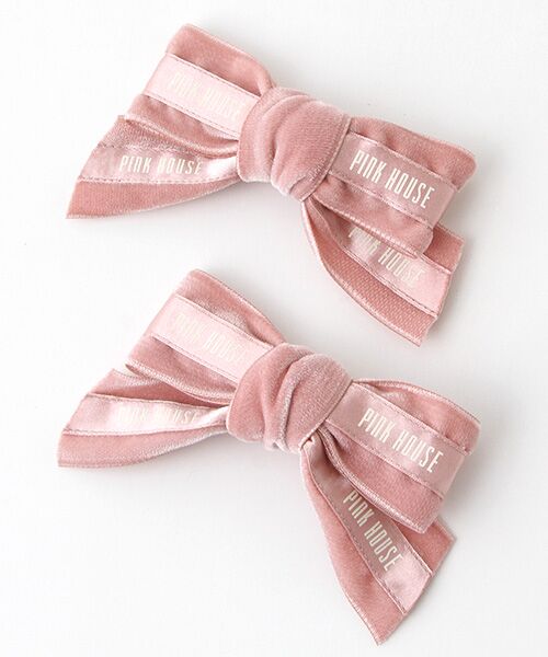 PINK HOUSE×misako&erinko】 ロゴ入りベルベットリボンクリップセット