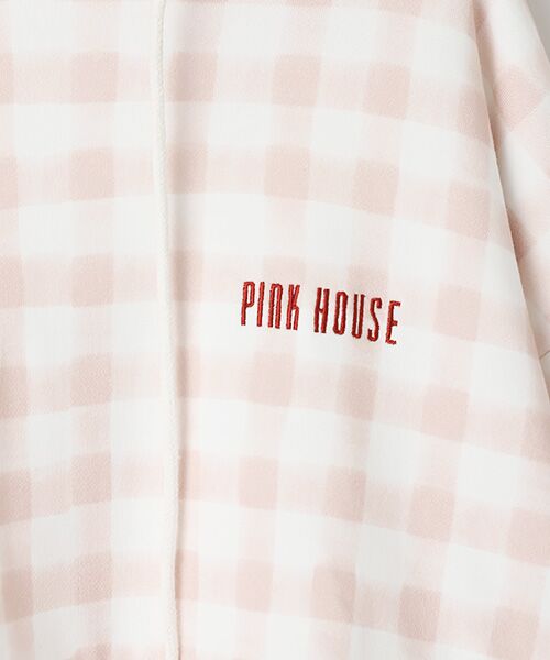 little sunny bite×PINK HOUSE hand drawing checker frill hoodie
