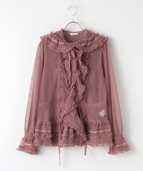 セール】 ポルカドットチュールブラウス （シャツ・ブラウス）｜PINK