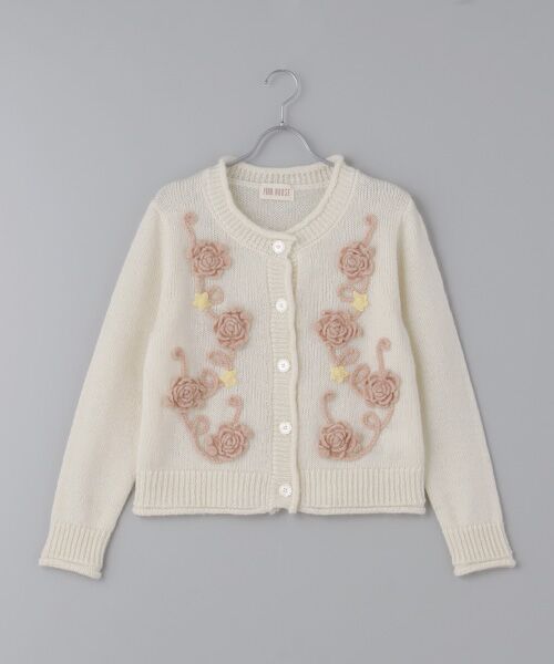 セール】 花と星モチーフ使いニットカーディガン （カーディガン