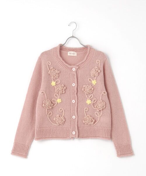 セール】 花と星モチーフ使いニットカーディガン （カーディガン