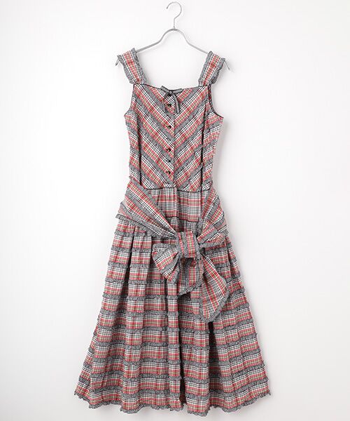 セール】 オリジナルチェック×ギンガムチェックワンピース （ロング