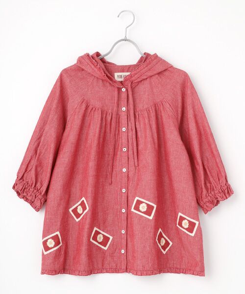 セール】 ひな菊ワッペン使いダンガリーフードブラウス （シャツ