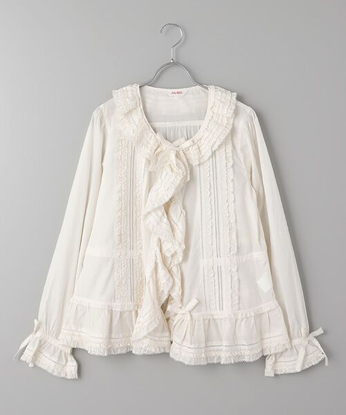 セール】 フリル使いオーバーブラウス （シャツ・ブラウス）｜PINK