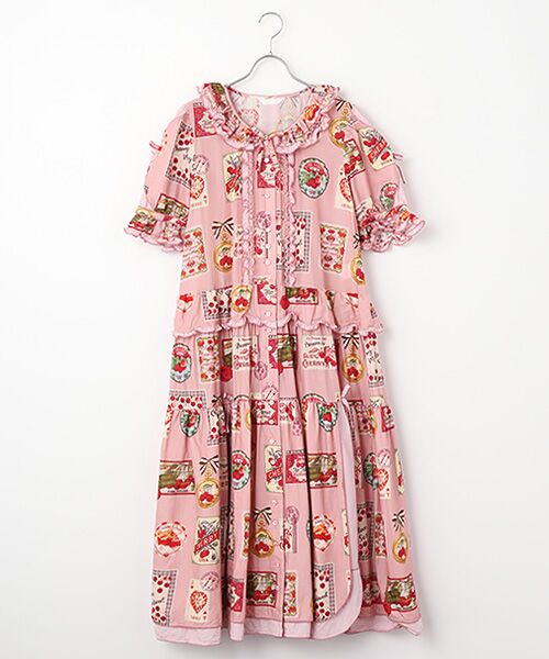 チェリープリントワンピース （ロング・マキシ丈ワンピース）｜PINK