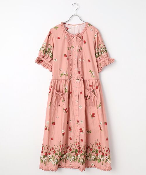 セール】 いちごプリントワンピース （ロング・マキシ丈ワンピース