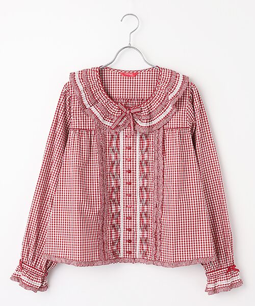 ギンガムチェック襟付きブラウス （シャツ・ブラウス）｜PINK HOUSE