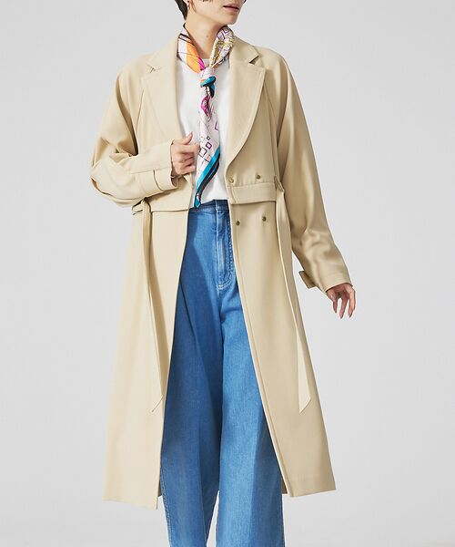 セール】 ドレープツイル2WAYコート （トレンチコート）｜qualite