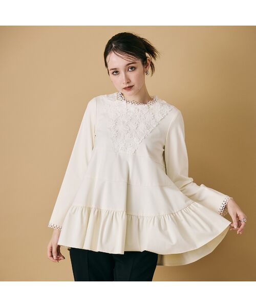 セール】 胸元フラワー×レースブラウス （シャツ・ブラウス）｜Rose