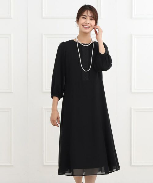 セール】 【フォーマル/洗える】フロントレースジョーゼットワンピース