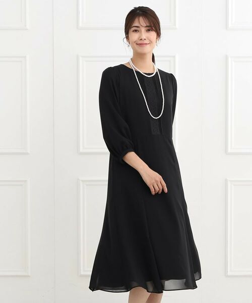 セール】 【フォーマル/洗える】フロントレースジョーゼットワンピース