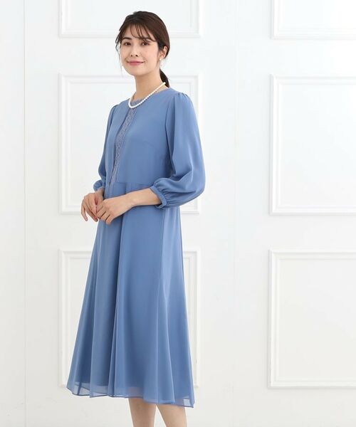 セール】 【フォーマル/洗える】フロントレースジョーゼットワンピース