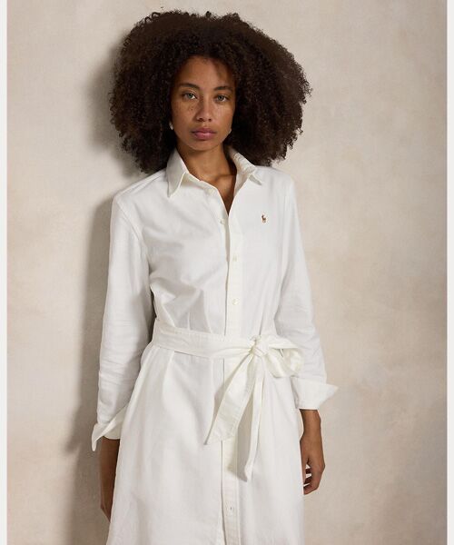 ベルテッド コットン オックスフォード シャツドレス （ロング・マキシ