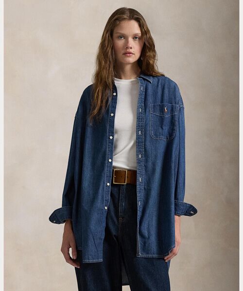 オーバーサイズ フィット デニム シャツ （シャツ・ブラウス）｜POLO
