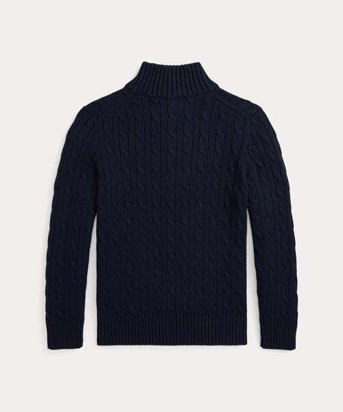 ボーイズ 8才～20才)ケーブルニット コットン クォータージップ