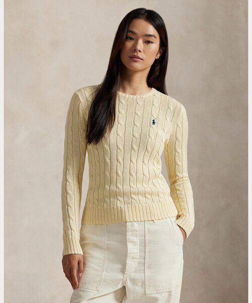 ケーブルニット コットン クルーネック セーター （ニット・セーター