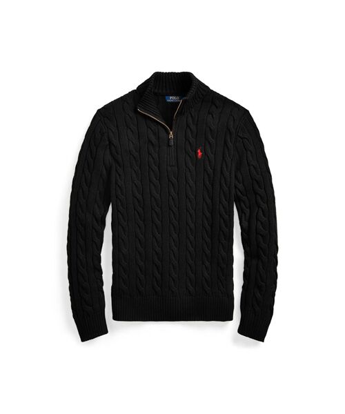 ケーブルニット コットン クォータージップ セーター （ニット