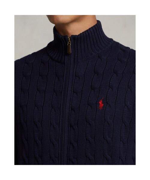 ケーブルニット コットン フルジップ セーター （ニット・セーター