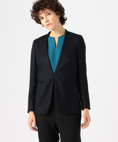 セール】 ウールサキソニー ノーカラージャケット （ノーカラー