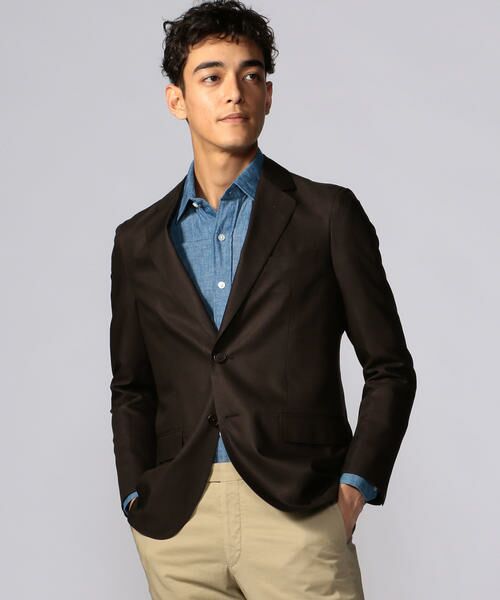 セール】 Super130'sウールシルク 2ボタンテーラードジャケット ZEGNA