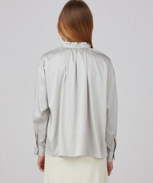 セール】 ハイカウントサテン ネックフリルブラウス （シャツ