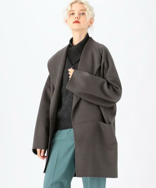 ダブルフェイスメルトン オープンカラーショートコート （その他