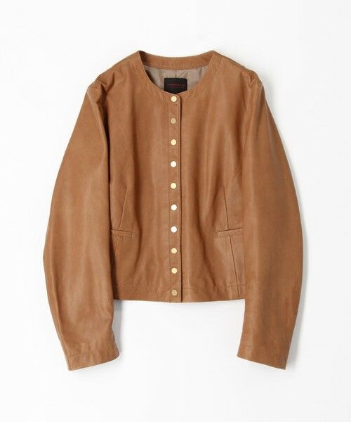 セール】 ライトセミベジタブルレザー ノーカラージャケット （レザー