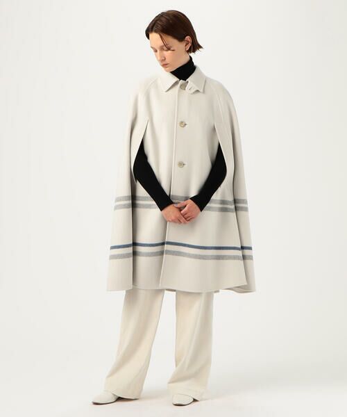 セール】 ウールダブルフェイスパネルボーダー ポンチョ （ポンチョ