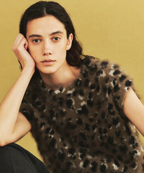 セール】 レオパードファー クルーネックベスト （ニット・セーター