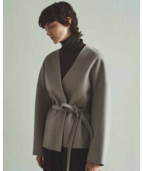 セール】 ウールダブルフェイス ベルテッドショートコート （その他