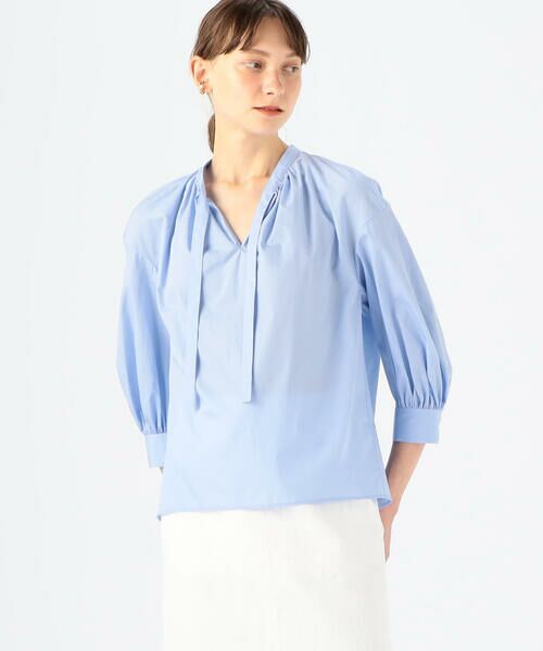 セール】 コットン ネックギャザーブラウス （シャツ・ブラウス