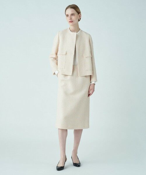 セール】 ミックスヤーンツイード ノーカラージャケット （ノーカラー