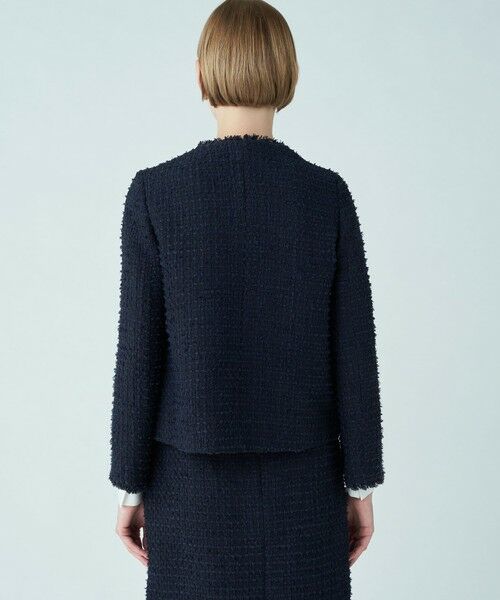 セール】 ミックスヤーンツイード ノーカラージャケット （ノーカラー