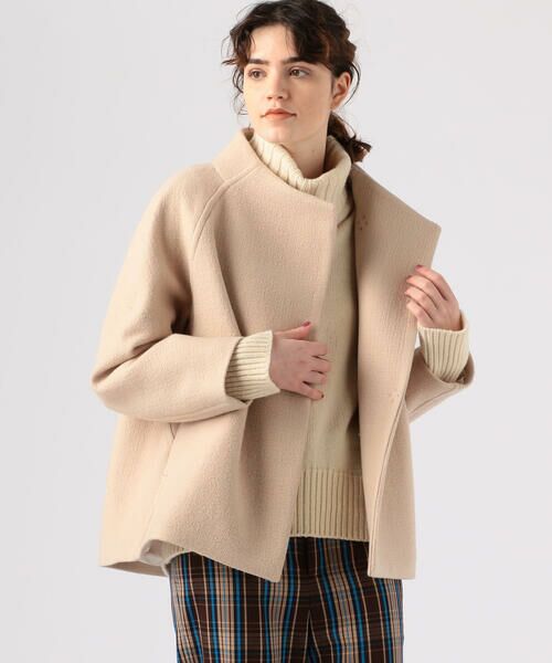 セール】 リップルメルトン スタンドカラーショートコート （その他