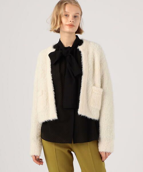 セール】 アクリルアルパカファー ショートカーディガン