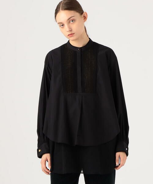 セール】 ブラックコンビネーション タックティアードシャツ （シャツ