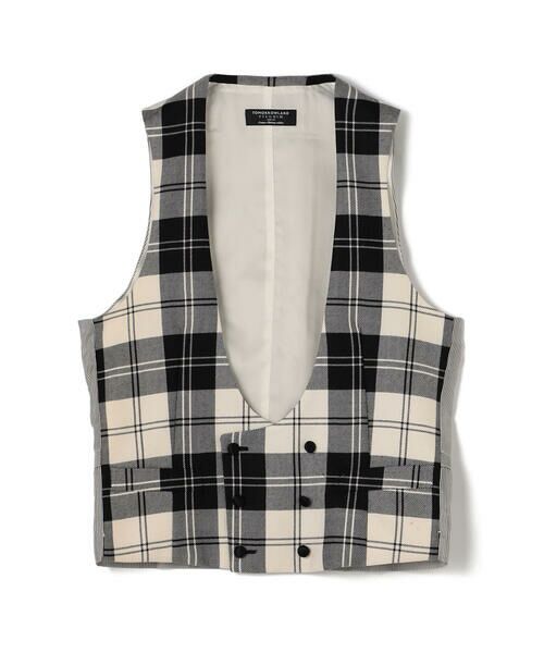 セール】 ウールサージ タータンチェック ダブルブレステッドベスト