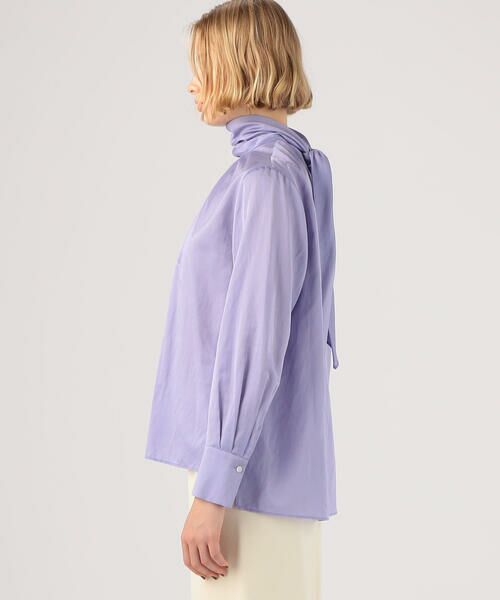 セール】 コットンシルクサテン バックボウタイブラウス （シャツ
