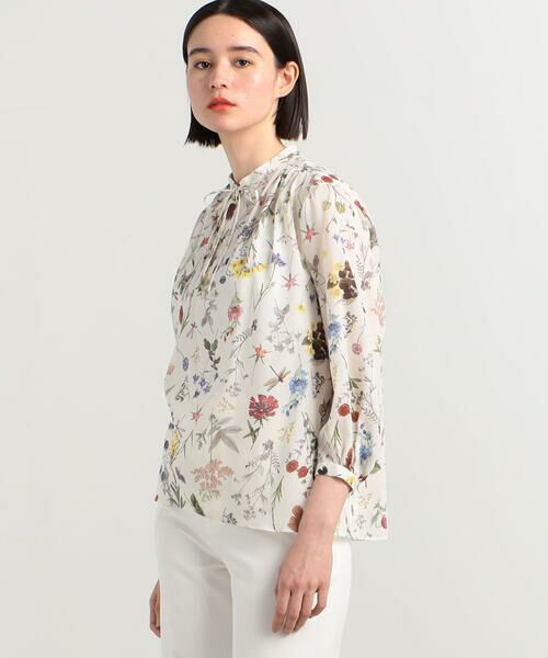 セール】 ボタニカルリベルラプリント ボウタイブラウス （シャツ