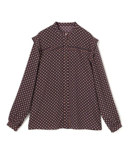 セール】 コモンフラワープリント スタンドカラーブラウス （シャツ