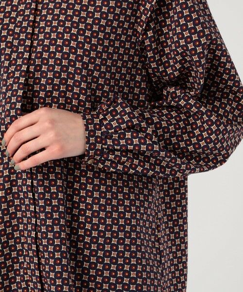 セール】 コモンフラワープリント スタンドカラーブラウス （シャツ