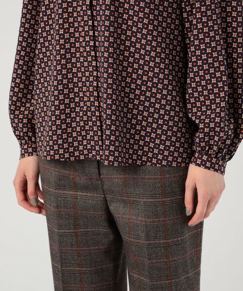 セール】 コモンフラワープリント スタンドカラーブラウス （シャツ