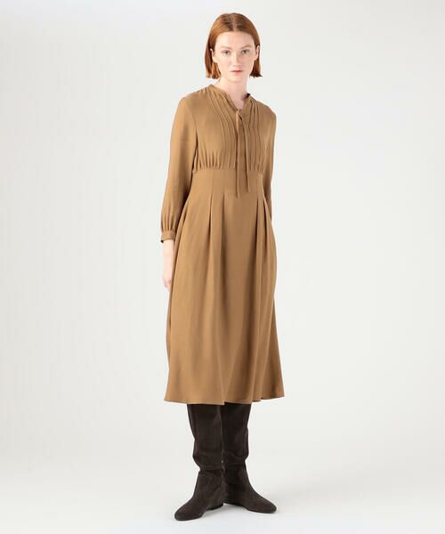 セール】 マイクロドットジャカード ウエストギャザーワンピース