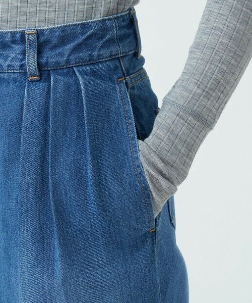 セール】 コットンデニム タックワイドパンツ （デニムパンツ