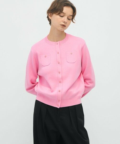 コットンカシミヤ クルーネックカーディガン （カーディガン・ボレロ