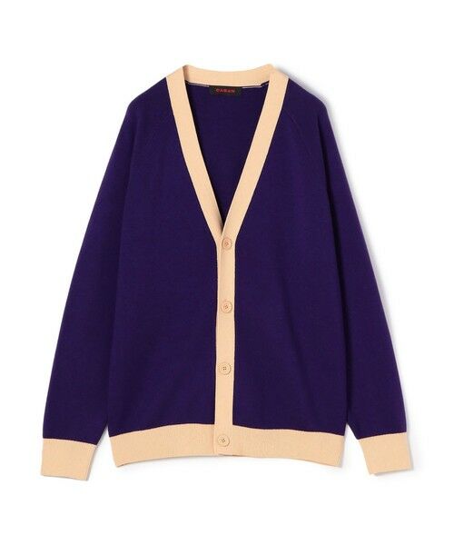 CABaN コットンカシミヤ バイカラーVネックカーディガン （ニット