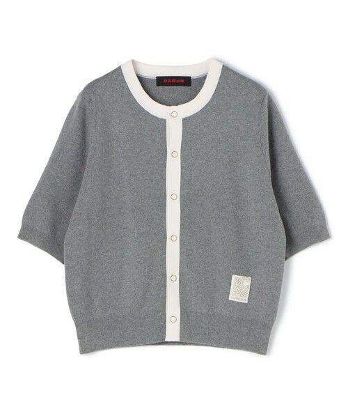 コットンカシミヤ バイカラーハーフスリーブカーディガン