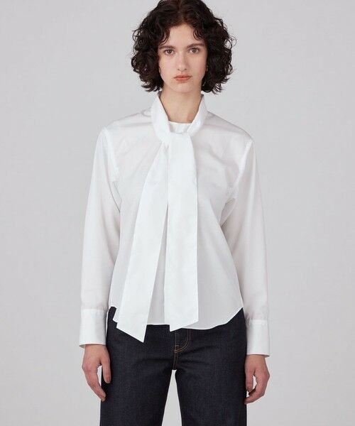 セール】 コットンブロード ボウタイブラウス （シャツ・ブラウス