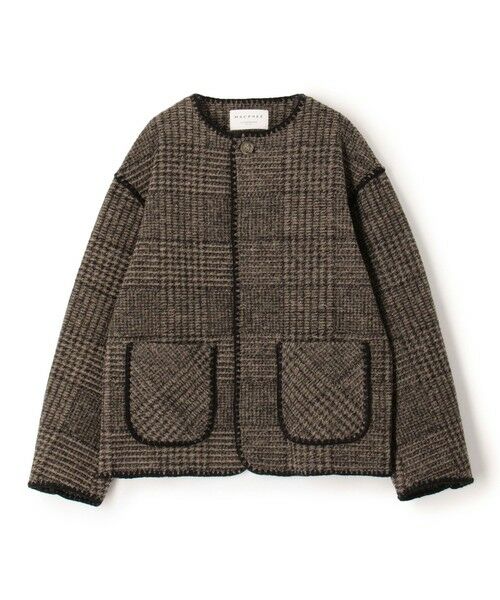 セール】 チェックスパーク クルーネックジャケット （ノーカラー